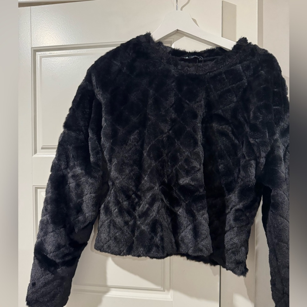 Zara Quilted Faux Fur Sweater
